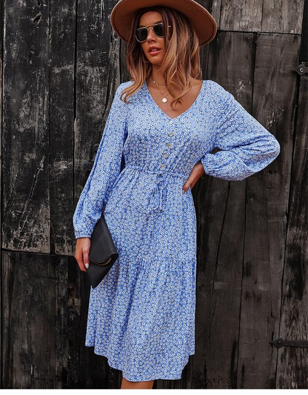 Robe Mi-Longue Manche Longue Fleurie – Image 9