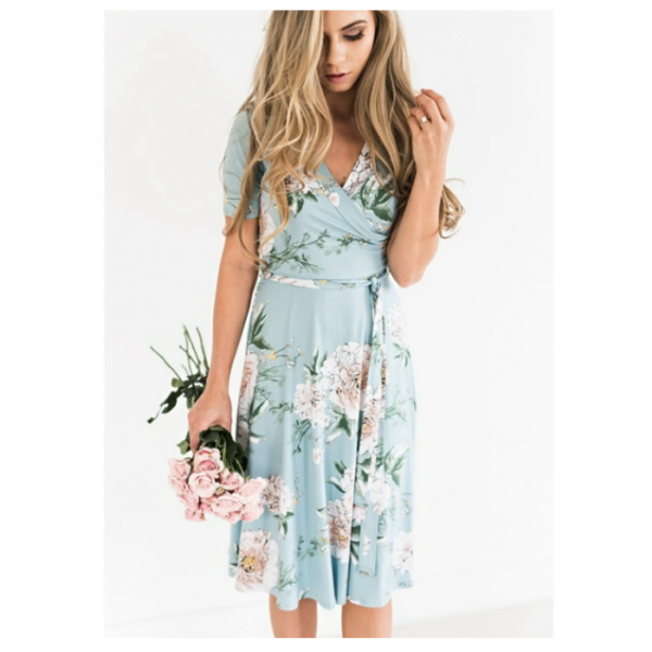 Robe Blanche à Fleurs Bleues – Image 2