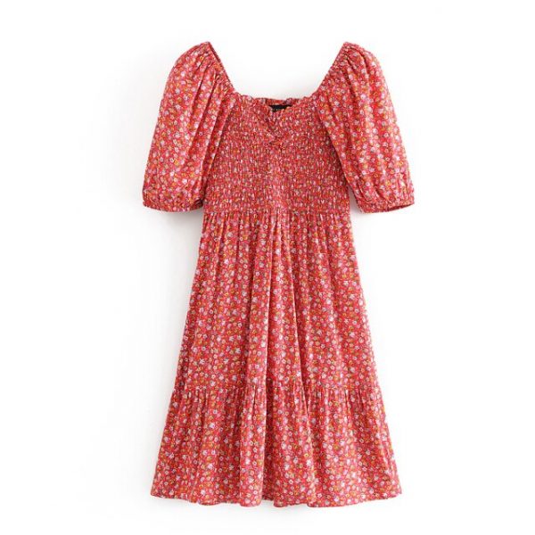 Robe Rouge Petites Fleurs – Image 4