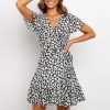 Robe Portefeuille Fleurie Mi-Longue