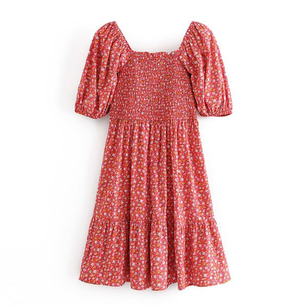 Robe Rouge Petites Fleurs – Image 5