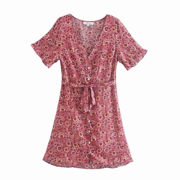 Robe Rose avec Fleur – Image 4