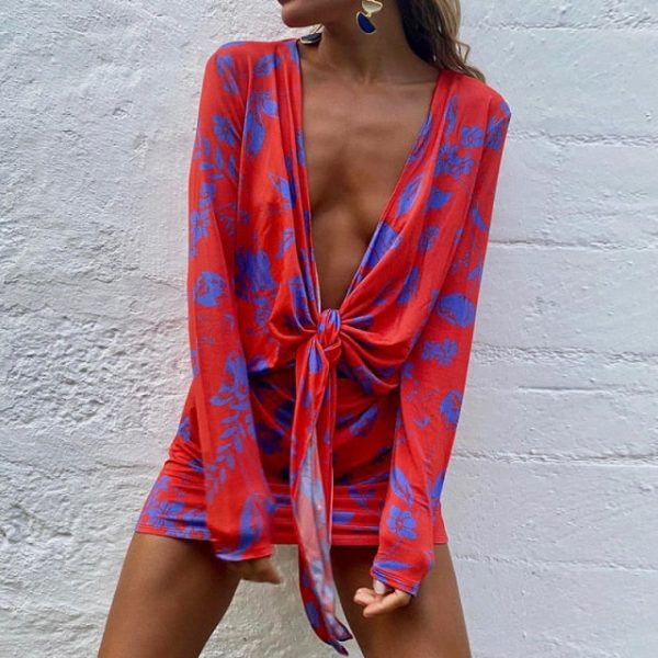 Robe Maxi Décolleté Plongeant Fleurie – Image 3