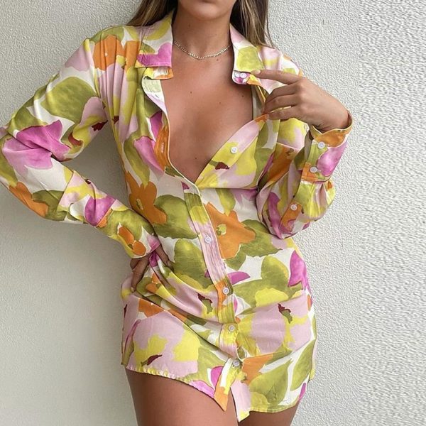 Robe Chemisier à Fleurs Mi-Longue – Image 5