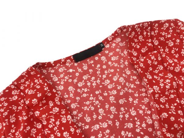 Robe Mi-Longue à Fleurs Rouge – Image 4