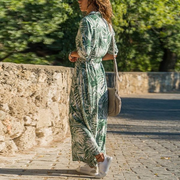 Robe Longue Fleurie Boutonnée Devant – Image 2