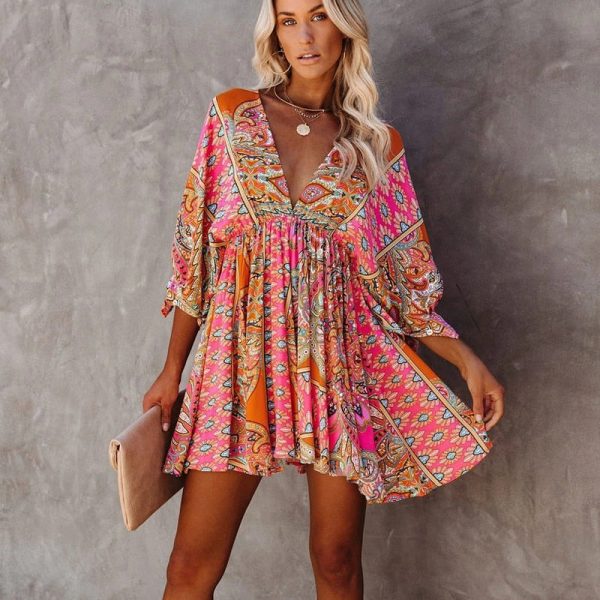 Robe Fleurie Vieux Rose