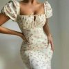 Robe Manche Bouffante Fleurie