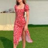 Robe Fleurie Mi-Longue Fendue – Image 2