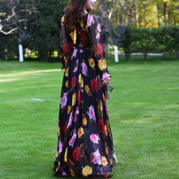 Robe Longue Fleurie Mousseline – Image 12