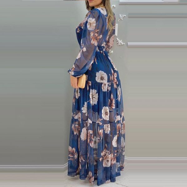 Robe Fleurie Bleu Canard – Image 2