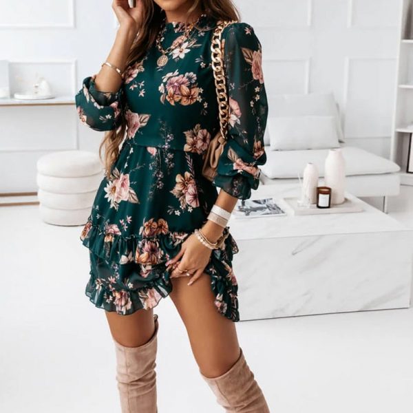 Robe Fleurie Verte et Rose