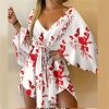 Robe Courte Fleurie Chauve-Souris – Image 9
