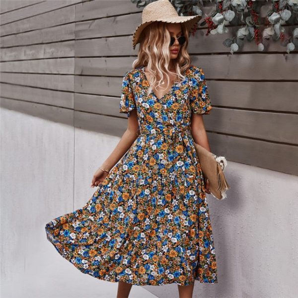 Robe Fleurie Mi-Longue Chic – Image 5