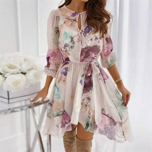 Robe Fluide Fleurie Courte