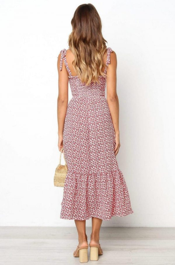 Robe Midi Fleurie Rouge – Image 2