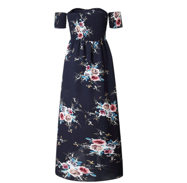 Robe Longue Rouge Fleurie Romantique – Image 8