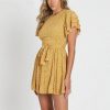 Robe Jaune Fleurie Courte – Image 2