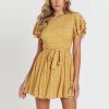Robe Jaune Fleurie Courte