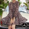 Robe Midi Fleurie Manches Longues
