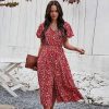 Robe Mi-Longue Fleurie Manche Courte